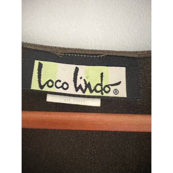 Loco Lindo Stretchy V-Neck 3/4 Sleeve Shirt Dark Green Size Medium JL - Picture 4 of 7